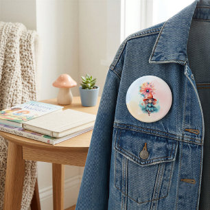 Whimsical Watercolor Witch Fairy Tale Art Matching 7.5 Cm Round Badge