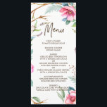 Whimsical Watercolor Wreath Wedding Menu Card<br><div class="desc">Boho inspired menu card featuring watercolor flower. This menu card will be perfect for spring events. Matching items are available.</div>