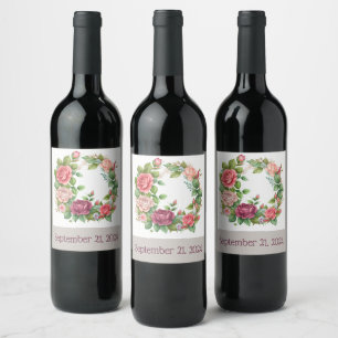 Whimsical Watercolor Wreath Your Style, Your Event Wine Label