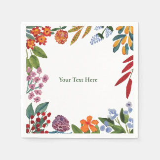 Whimsical Watercolour Floral Paper Napkin