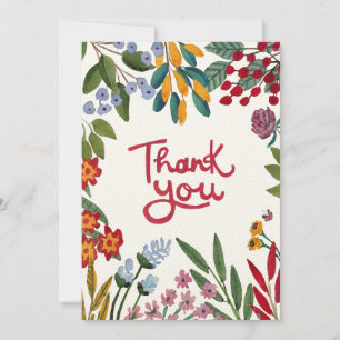 Whimsical Watercolour Floral Thank You Card