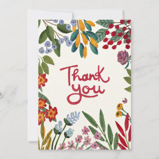 Whimsical Watercolour Floral Thank You Card