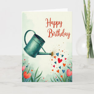 Whimsical Watering Can Birthday Card