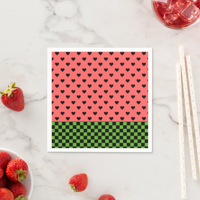 Whimsical Watermelon Colours Patterned  Napkin (Insitu)