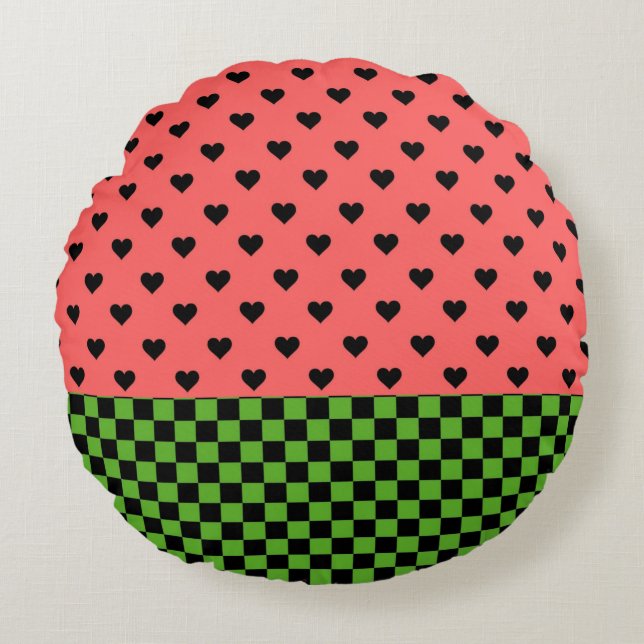 Whimsical Watermelon Colours Patterned  Round Cushion (Front)