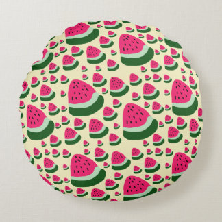 Whimsical Watermelons Cute Summer Fruit Pattern  Round Cushion