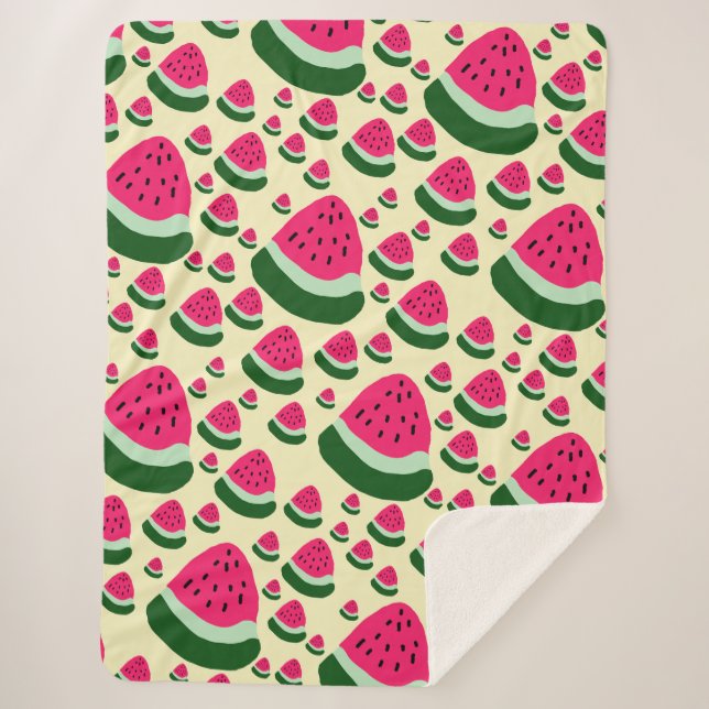 Whimsical Watermelons Cute Summer Fruit Pattern  Sherpa Blanket (Front)