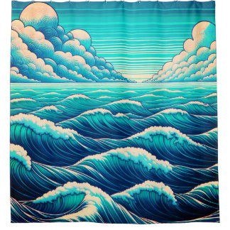 “Whimsical Waves: Ocean Harmony” Shower Curtain