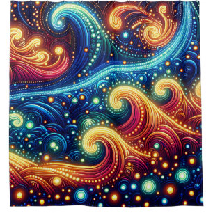 “Whimsical Waves - Vibrant Ocean Art” Shower Curtain