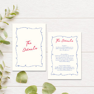 Whimsical Wavy Border & Script Wedding Details Enclosure Card