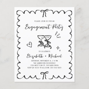 Whimsical Wavy Frame Engagement Party Invitation