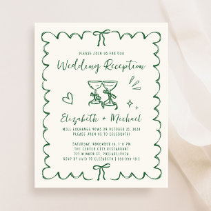 Whimsical Wavy Frame Wedding Reception Invitation