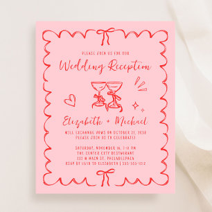 Whimsical Wavy Frame Wedding Reception Invitation