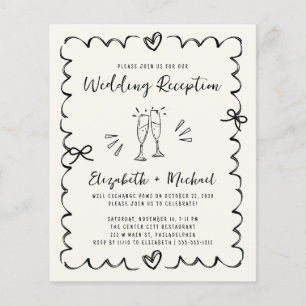 Whimsical Wavy Frame Wedding Reception Invitation
