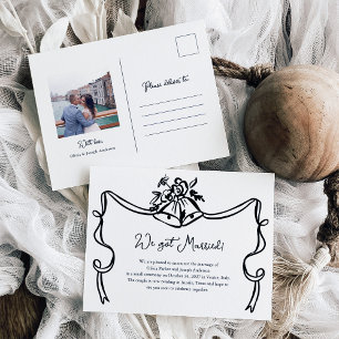 Whimsical Wedding Bells Photo Wedding Announcement Postcard