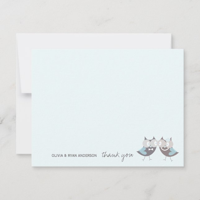 Whimsical Wedding Brown Owls Tree Branch Thank You Card (Front)