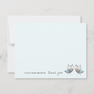 Whimsical Wedding Brown Owls Tree Branch Thank You Card
