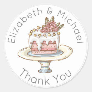 Whimsical Wedding Cake Thank You Favour Stickers