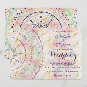 Whimsical wedding collection doddles mandala invitation