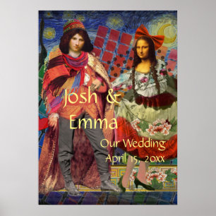 Whimsical Wedding Couple Poster Funny