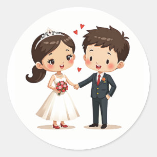 Whimsical Wedding Couple Sticker