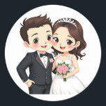 Whimsical Wedding Couple Stickers<br><div class="desc">Add a touch of charm to your messages with these adorable cartoon bride and groom stickers! Perfect for celebrating your special day or wedding theme.</div>