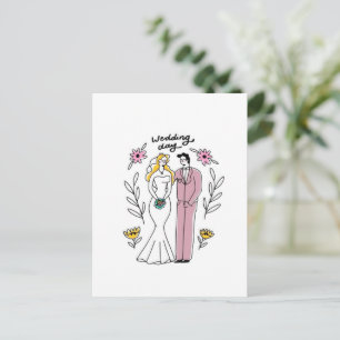 Whimsical "Wedding Day" Invitation - Artistic  Postcard