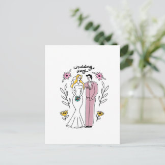 Whimsical "Wedding Day" Invitation - Artistic Postcard