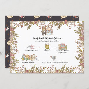 Whimsical Wedding Doodles Handwritten Timeline Invitation