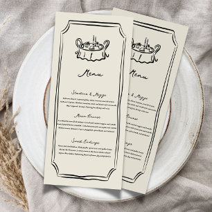 Whimsical Wedding Food Dinner Hand drawn Menu 