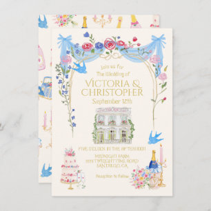 Whimsical Wedding French Chateau Mansion Invitation