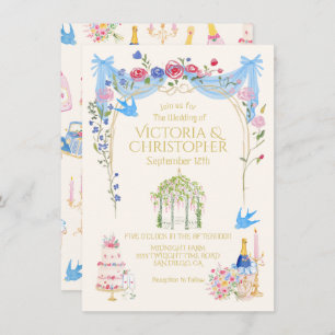 Whimsical Wedding French Floral Gazebo Invitation