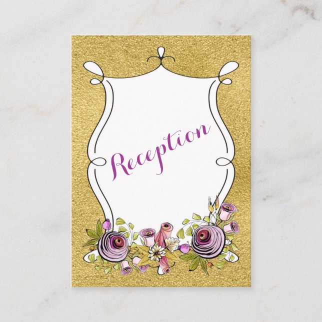 Whimsical Wedding Insert Card | FAUX Gold Foil (Front)