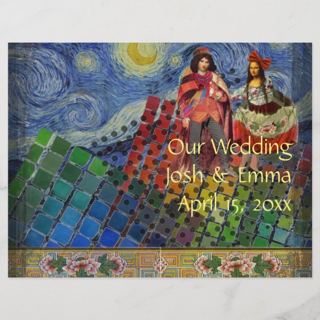 Whimsical Wedding Program Fun Cute colourful (Front)