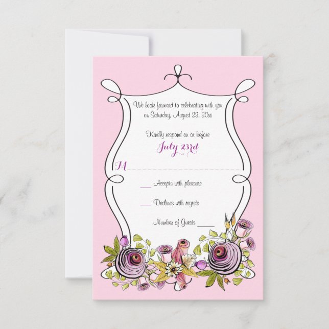 Whimsical Wedding RSVP Card | Watercolor Florals (Front)