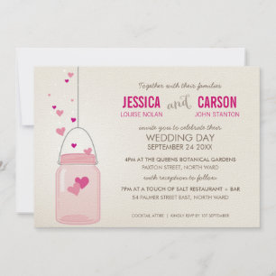 WHIMSICAL WEDDING trendy mason jar love hearts Invitation