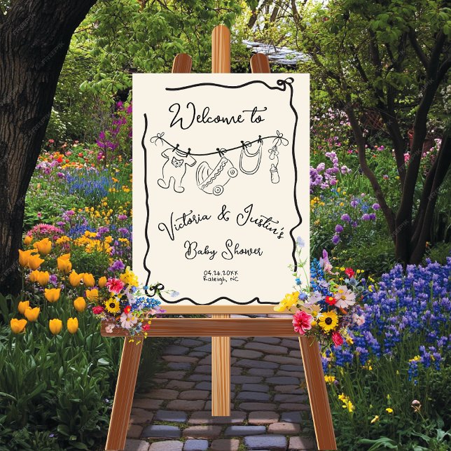 Whimsical Welcome Baby Shower Clothesline Poster (Creator Uploaded)