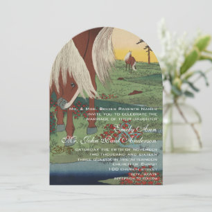 Whimsical Western Horse Ranch Lodge Wedding  Invitation