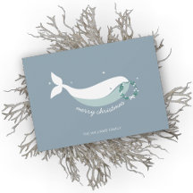 Whimsical Whale Christmas Flat Holiday Card