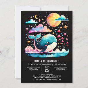 Whimsical Whale Nautical Girl Birthday Invitation