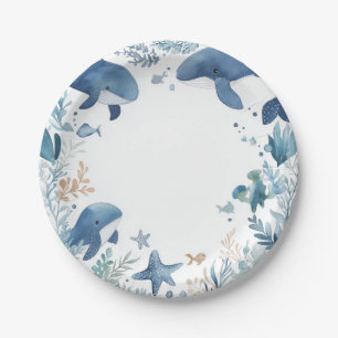 Whimsical Whales Birthday Party Paper Plate