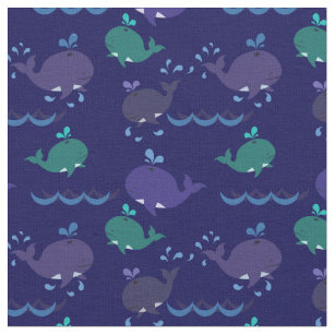 Whimsical Whales Ocean Sea Animals  Fabric
