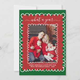 Whimsical What a Year Photo Collage Christmas Card