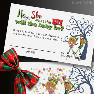 Whimsical What the Elf Gender Reveal Diaper Raffle Enclosure Card