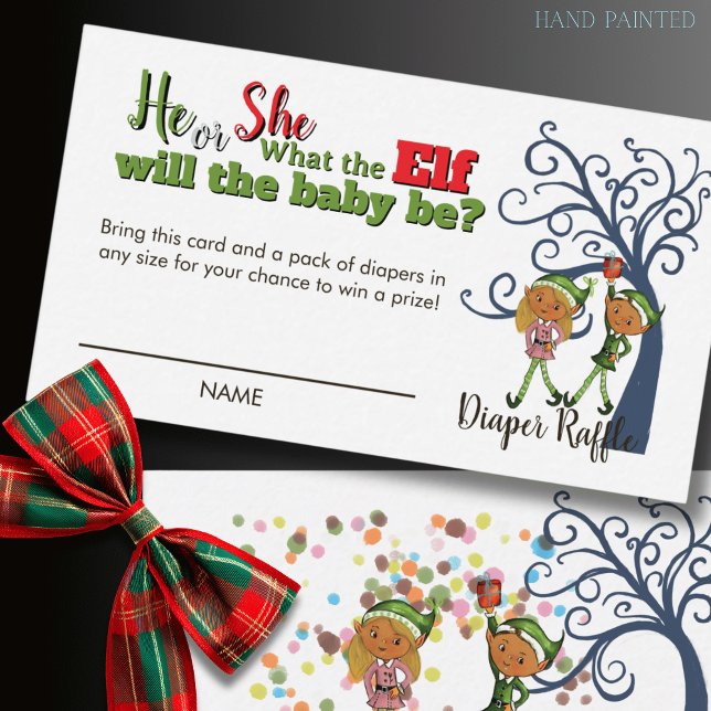 Whimsical What the Elf Gender Reveal Diaper Raffle Enclosure Card (Whimsical What the Elf Gender Reveal Diaper Raffle Enclosure Card)