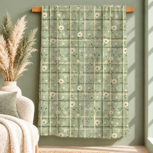 Whimsical White Daisy Floral Meadow Blanket Design