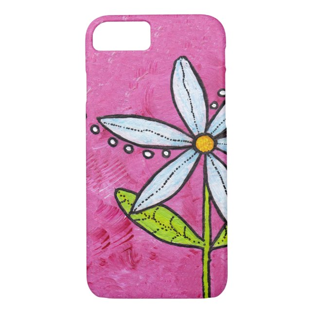 Whimsical White Daisy Flower Pink Case-Mate iPhone Case (Back)