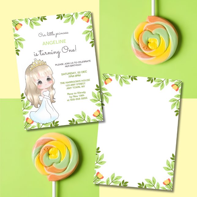 Whimsical White Dress Princess Floral Birthday  Invitation (Creator Uploaded)