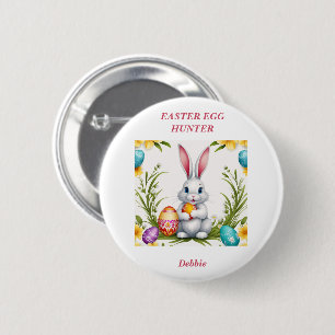 Whimsical White Easter Bunny 6 Cm Round Badge