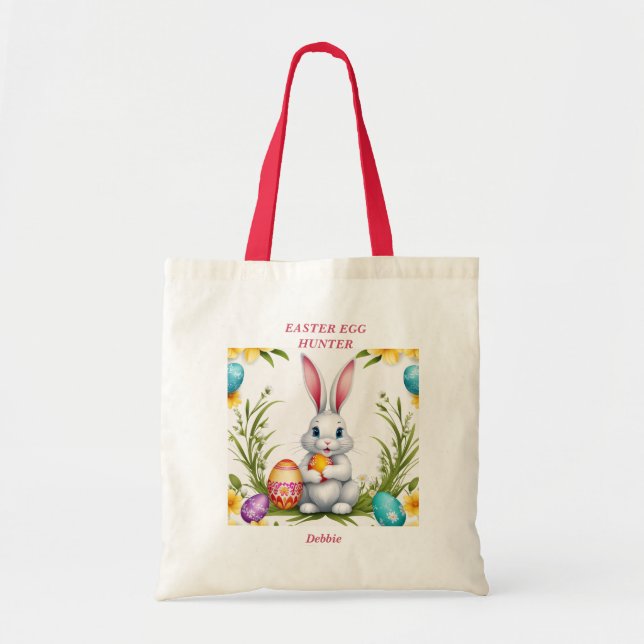 Whimsical White Easter Bunny Tote Bag (Front)